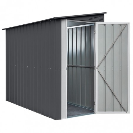 Globel 4x8 Metal Storage Lean-To Shed Single Hinged Door - Woodland Gray (ML48DF3H)