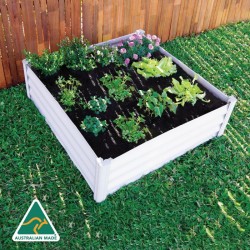 Absco Organic Garden Co Hakea 4' x 4' Metal Square Garden Bed - Surfmist (AB1310)