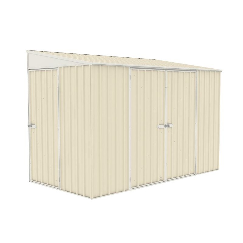 Absco Lean To 10' x 5' Metal Bike Shed - Classic Cream (AB1104)