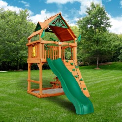 Gorilla Chateau Tower Cedar Wood Swing Set Kit w/ Amber Posts and Standard Wood Roof - Amber (01-0061-AP)
