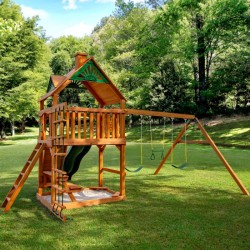 Gorilla Chateau  Cedar Wood Swing Set Kit w/ Amber Posts and Standard Wood Roof - Amber (01-0003-AP)