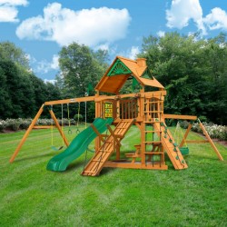 Gorilla Frontier Cedar Wood Swing Set Kit w/ Amber Posts and Standard Wood Roof - Amber (01-0004-AP)