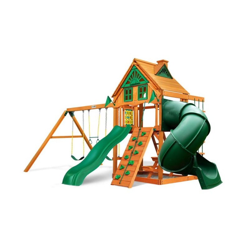 Gorilla Mountaineer Treehouse Cedar Wood Swing Set Kit w/ Amber Posts - Amber (01-0053-AP)