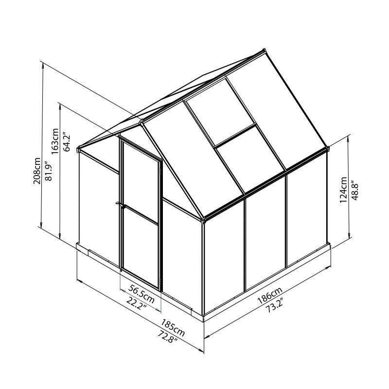 Palram 6x6 Myth Palram 6x6 Mythos Greenhouse Kit - Green (HG5006G-1B) os Hobby Greenhouse Kit - Green (HG5006G)