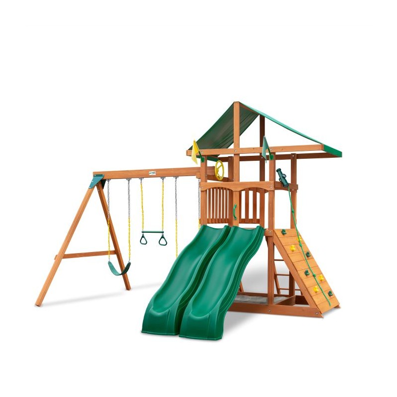Gorilla Outing w/ Double Slides w/ Deluxe Green Vinyl Canopy and Treehouse (01-1071)