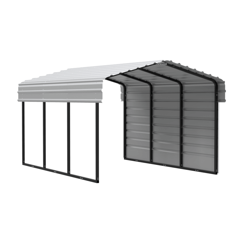 Arrow 1-Sided 10x15x17 Enclosure Galvanized Steel Carport Kit- Eggshell (CPH101507ECL1)