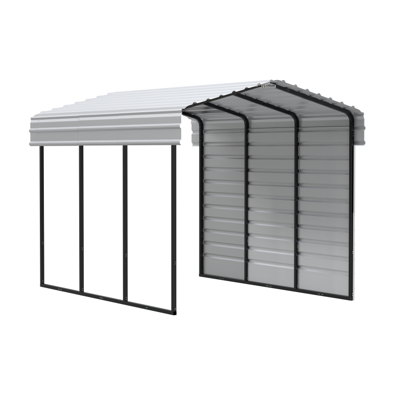 Arrow 1-Sided 10 x 15 x 9 Enclosure Galvanized Steel Carport Kit- Eggshell (CPH101509ECL1)