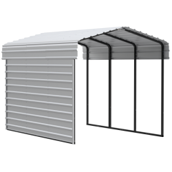 Arrow 1-Sided 10 x 15 x 9 Enclosure Galvanized Steel Carport Kit- Eggshell (CPH101509ECL1)