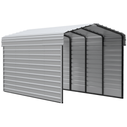 Arrow 2-Sided 10x20x9 Galvanized Steel Enclosure Carport Kit - Eggshell (CPH102009ECL2)