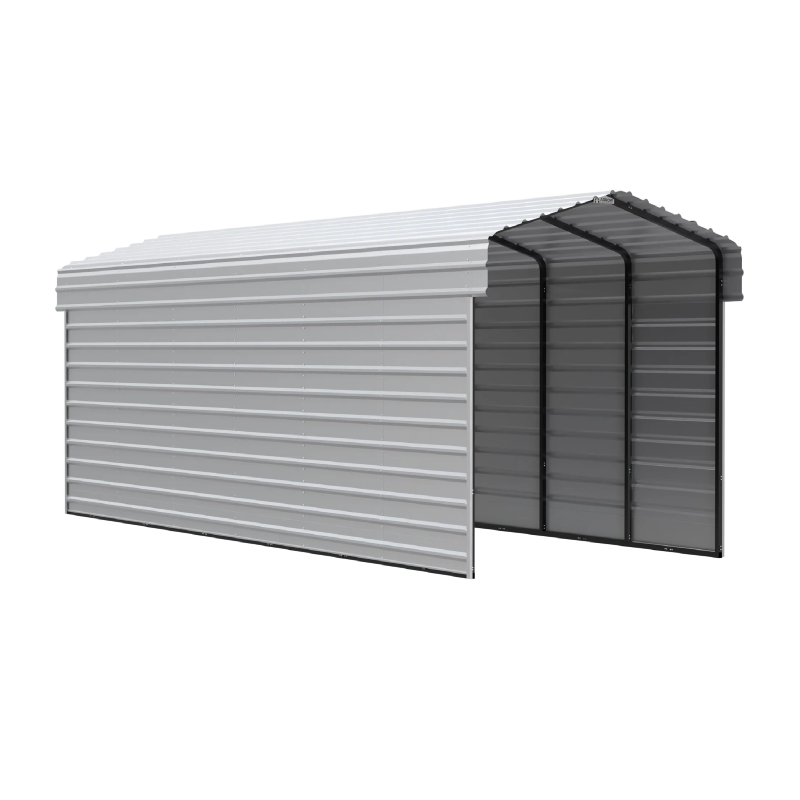 Arrow Carport 10x29x09 with 2-sided enclosure- Eggshell (CPH102909ECL2)