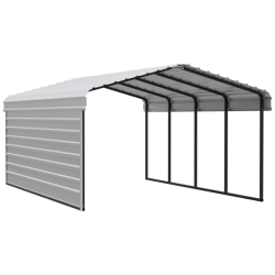Arrow 1-Sided 12x20x7 Galvanized Steel Carport Kit - Eggshell (CPH122007ECL1)