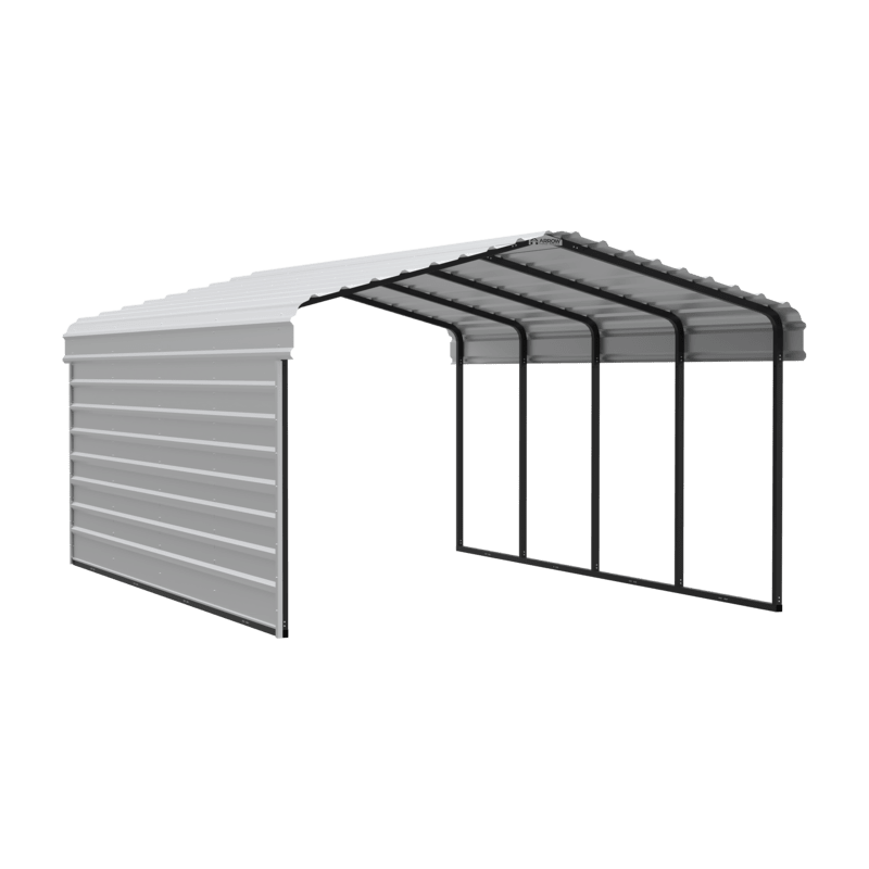 Arrow 1-Sided 12x20x7 Galvanized Steel Carport Kit - Eggshell (CPH122007ECL1)