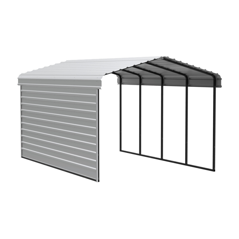 Arrow 1-Sided 12x20x9 Galvanized Steel Carport Kit - Eggshell (CPH122009ECL1)