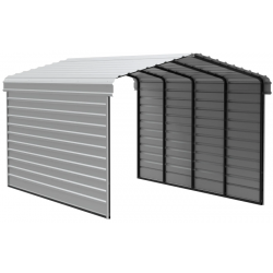 Arrow 2-sided 12x20x9 Galvanized Steel Carport Kit - Eggshell (CPH122009ECL2)