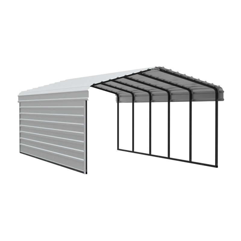 Arrow Carport 12X24X07 with 1-sided enclosure-Eggshell (CPH122407ECL1)