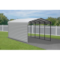Arrow 1-sided 12x24x9 Galvanized Steel Carport Kit - Eggshell (CPH122409ECL1)