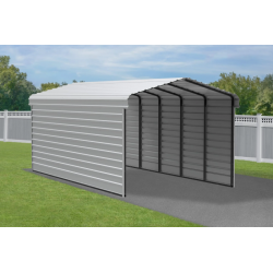Arrow Carport 12x24x09 with 2-sided enclosure- Eggshell (CPH122409ECL2)