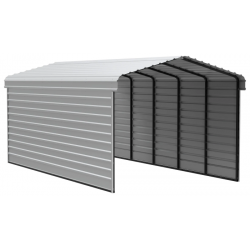 Arrow Carport 12x24x09 with 2-sided enclosure- Eggshell (CPH122409ECL2)
