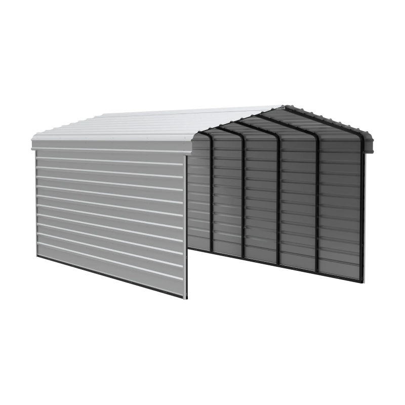 Arrow Carport 12x24x09 with 2-sided enclosure- Eggshell (CPH122409ECL2)
