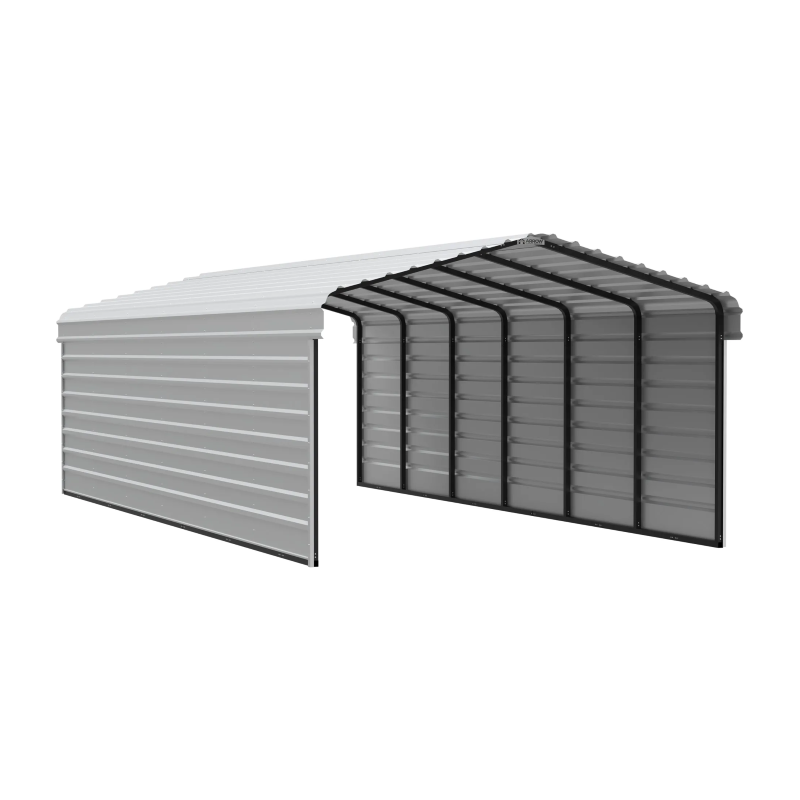 Arrow Carport 12X29X07 with 2-sided enclosure-Eggshell (CPH122907ECL2)