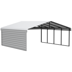 Arrow 1-Sided 20x20x7 Galvanized Steel Carport Kit - Eggshell (CPH202007ECL1)