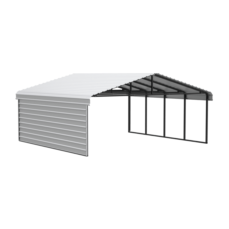 Arrow 1-Sided 20x20x7 Galvanized Steel Carport Kit - Eggshell (CPH202007ECL1)