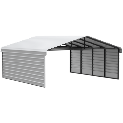Arrow 2-Sided 20x20x7 Galvanized Steel Carport Kit - Eggshell (CPH202007ECL2)