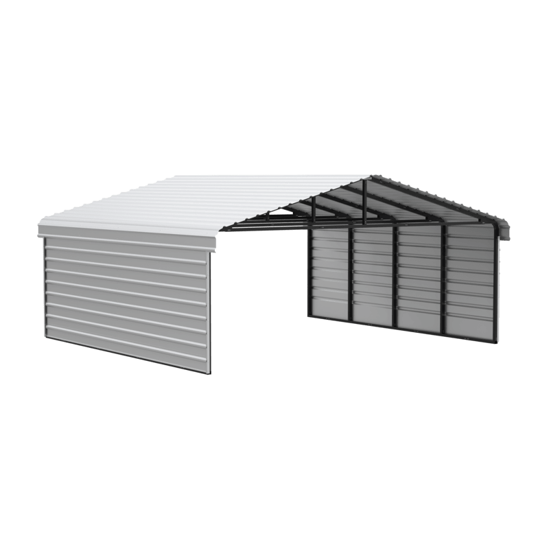 Arrow 2-Sided 20x20x7 Galvanized Steel Carport Kit - Eggshell (CPH202007ECL2)