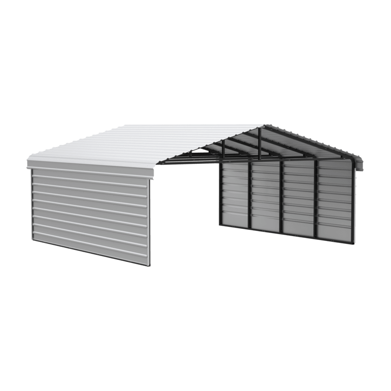 Arrow 2-Sided 20x20x9 Galvanized Steel Carport Kit - Eggshell (CPH202009ECL2)