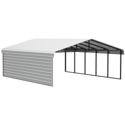 Arrow 1-Sided 20x24x7 Galvanized Steel Carport Kit - Eggshell (CPH202407ECL1)