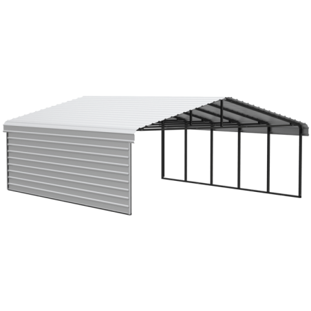 Arrow 1-Sided 20x24x7 Galvanized Steel Carport Kit - Eggshell (CPH202407ECL1) Arrow 1-Sided 20x24x7 Galvanized Steel Carport Kit - Eggshell (CPH202407ECL1)