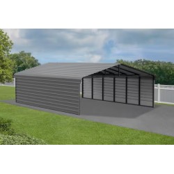 Arrow 2-Sided 20x29x9 Enclosure Galvanized Steel Carport Kit- Charcoal (CPHC202909ECL2)