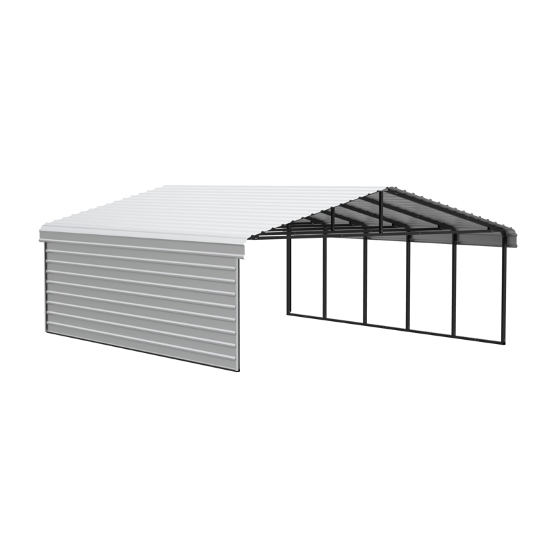 Arrow 1-Sided 20x24x9 Galvanized Steel Carport Kit - Eggshell (CPH202409ECL1)