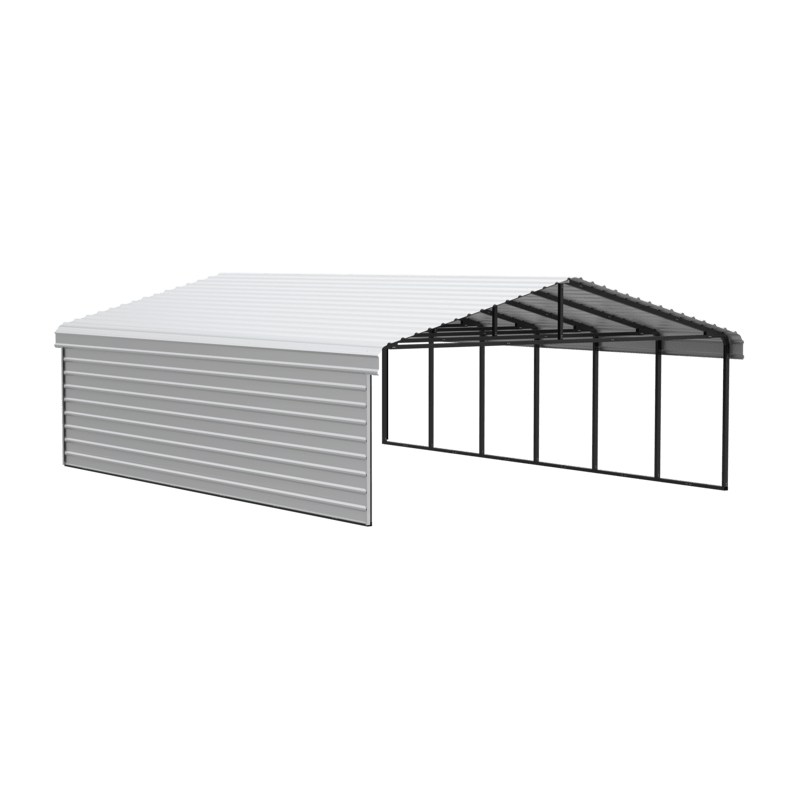 Arrow 1-Sided 20x29x9 Galvanized Steel Carport Kit - Eggshell (CPH202909ECL1)
