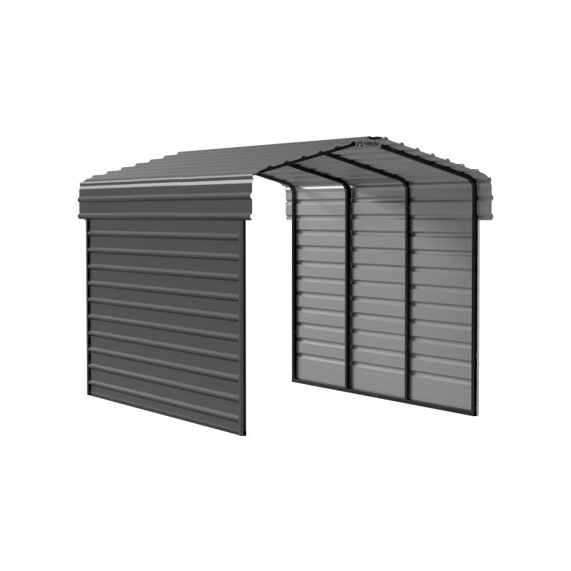 Arrow Carport 10x15x09 with 2-sided enclosure-Charcoal (CPHC101509ECL2)
