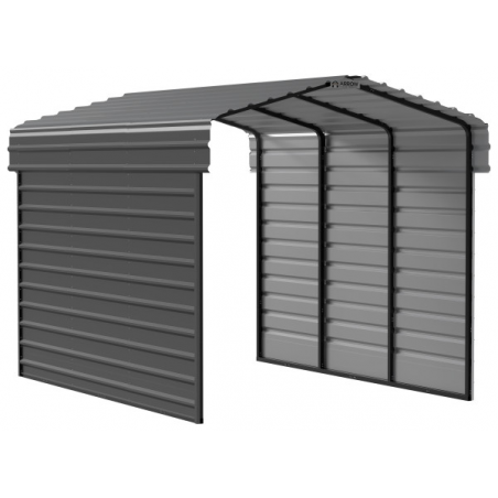 Arrow Carport 10x15x09 with 2-sided enclosure-Charcoal (CPHC101509ECL2)