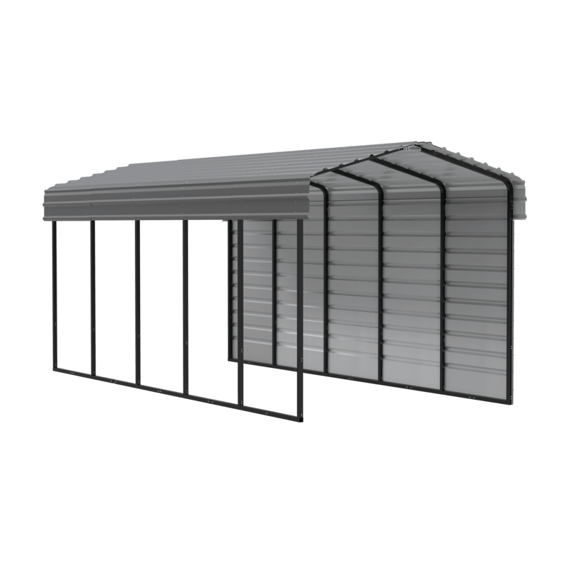 Arrow 1-Sided 10x24x9 Galvanized Steel Carport Kit - Charcoal (CPHC102409ECL1)