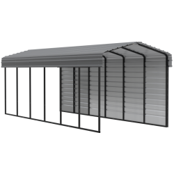 Arrow 1-Sided 10x29x9 Galvanized Steel Carport Kit - Charcoal (CPHC102909ECL1)