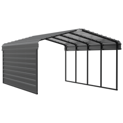 Arrow 1-sided 12x20x7 Galvanized Steel Carport Kit - Charcoal (CPHC122007ECL1)