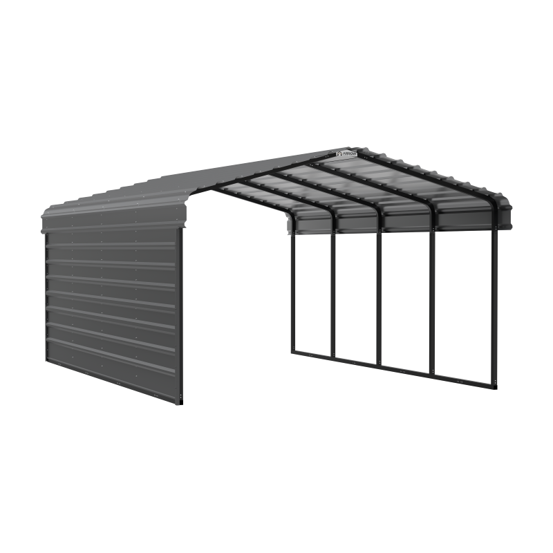 Arrow 1-sided 12x20x7 Galvanized Steel Carport Kit - Charcoal (CPHC122007ECL1)