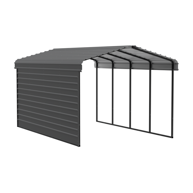 Arrow 1-sided 12x20x9 Galvanized Steel Carport Kit - Charcoal (CPHC122009ECL1)