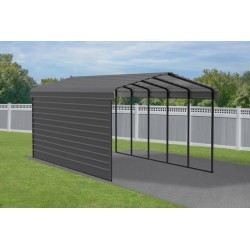Arrow 1-Sided 12x24x9 Galvanized Steel Carport Kit - Charcoal (CPHC122409ECL1)