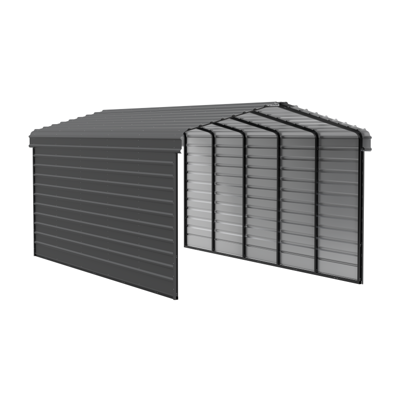 Arrow 2-Sided 12x24x9 Galvanized Steel Carport Kit - Charcoal (CPHC122409ECL2)