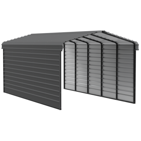 Arrow 2-Sided 12x24x9 Galvanized Steel Carport Kit - Charcoal (CPHC122409ECL2)
