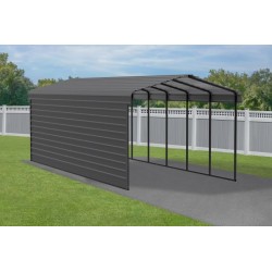 Arrow 1-Sided 12x29x9 Galvanized Steel Carport Kit - Charcoal (CPHC122909ECL1)