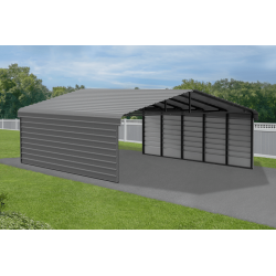 Arrow 2-sided 20x24x07 Enclosure Galvanized Steel Carport- Charcoal (CPHC202407ECL2)