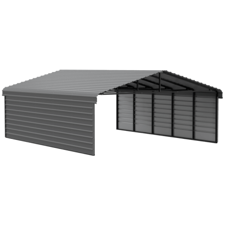 Arrow 2-sided 20x24x07 Enclosure Galvanized Steel Carport- Charcoal (CPHC202407ECL2)