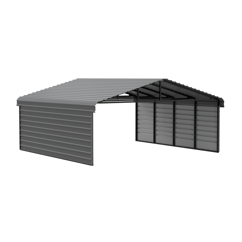 Arrow 2-Sided 20x20x7 Galvanized Steel Carport Kit - Charcoal (CPHC202007ECL2)
