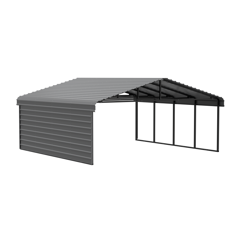 Arrow 1-Sided 20x20x9 Galvanized Steel Carport Kit - Charcoal (CPHC202009ECL1)