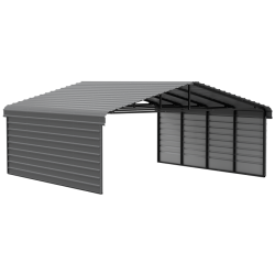 Arrow 2-Sided 20x20x9 Galvanized Steel Carport Kit - Charcoal (CPHC202009ECL2)